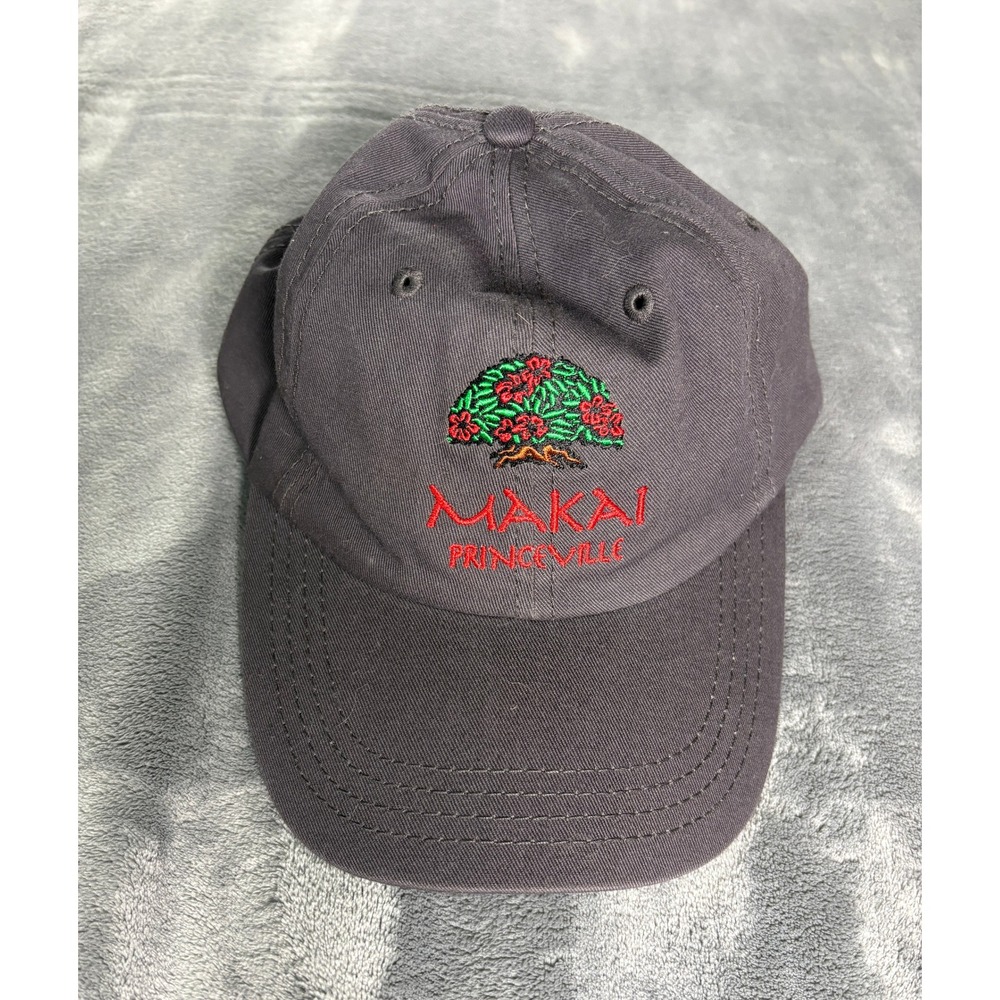 Troon Golf Unisex Makai Princeville Hat OSFA Gray Embroidered Cotton Strapback